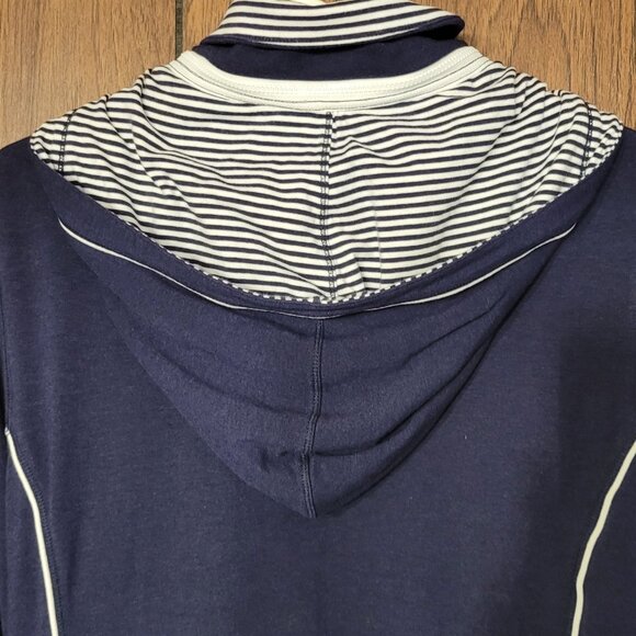 Bylyse Women XL Nautical Jacket – Navy & White Bamboo Blend Two-Way Zip Stretch - Picture 10 of 12